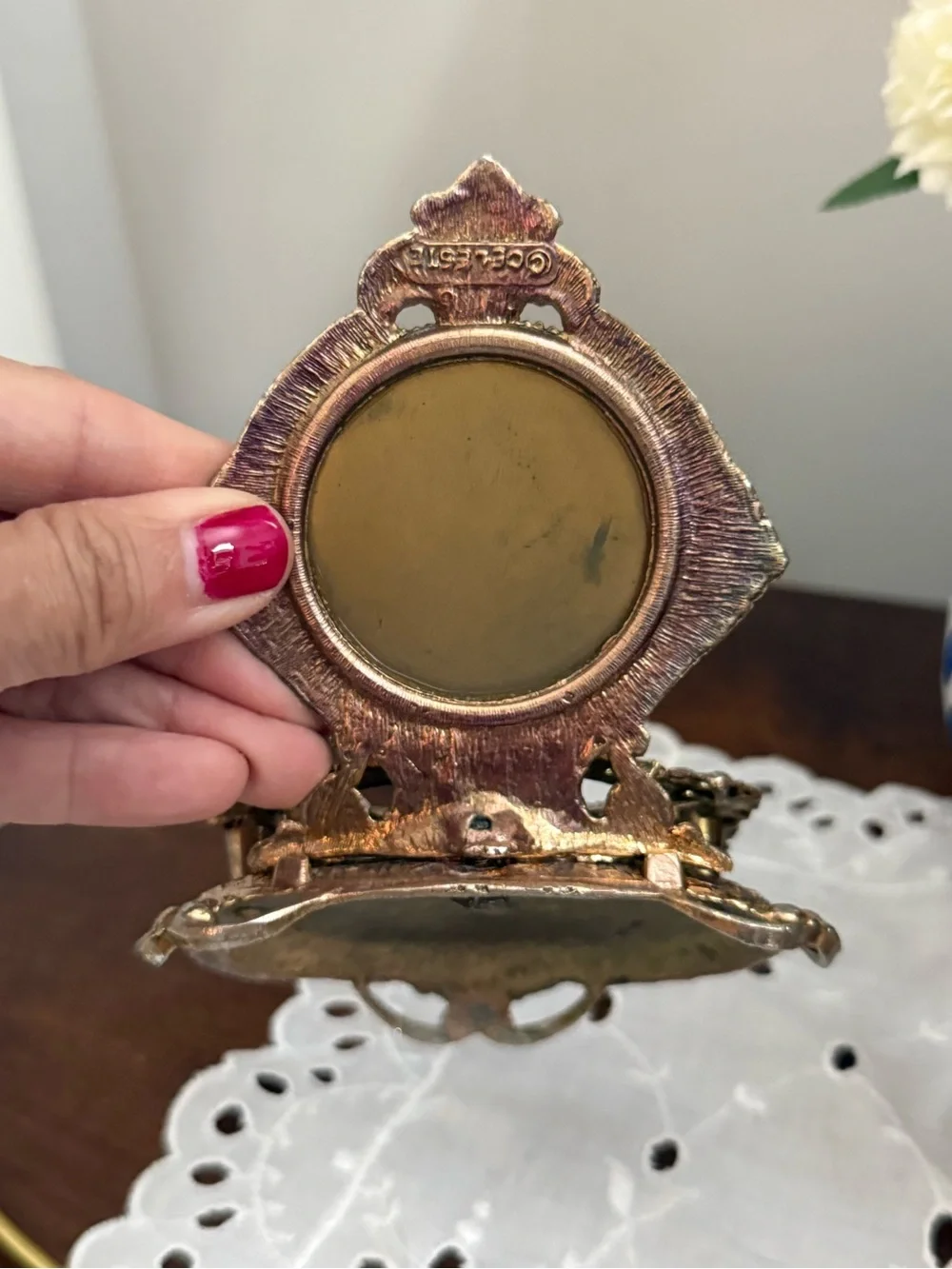 Vintage Celeste Hollywood Regency lipstick holder with mirror.